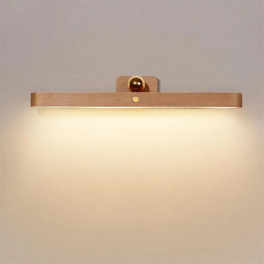 Eitelkeit Lichter Holz Spiegel Front Füll Licht LED Nacht Tragbare Mobile Wiederaufladbare Magnetische Wand Lampe Schlafzimmer Nachttisch178f