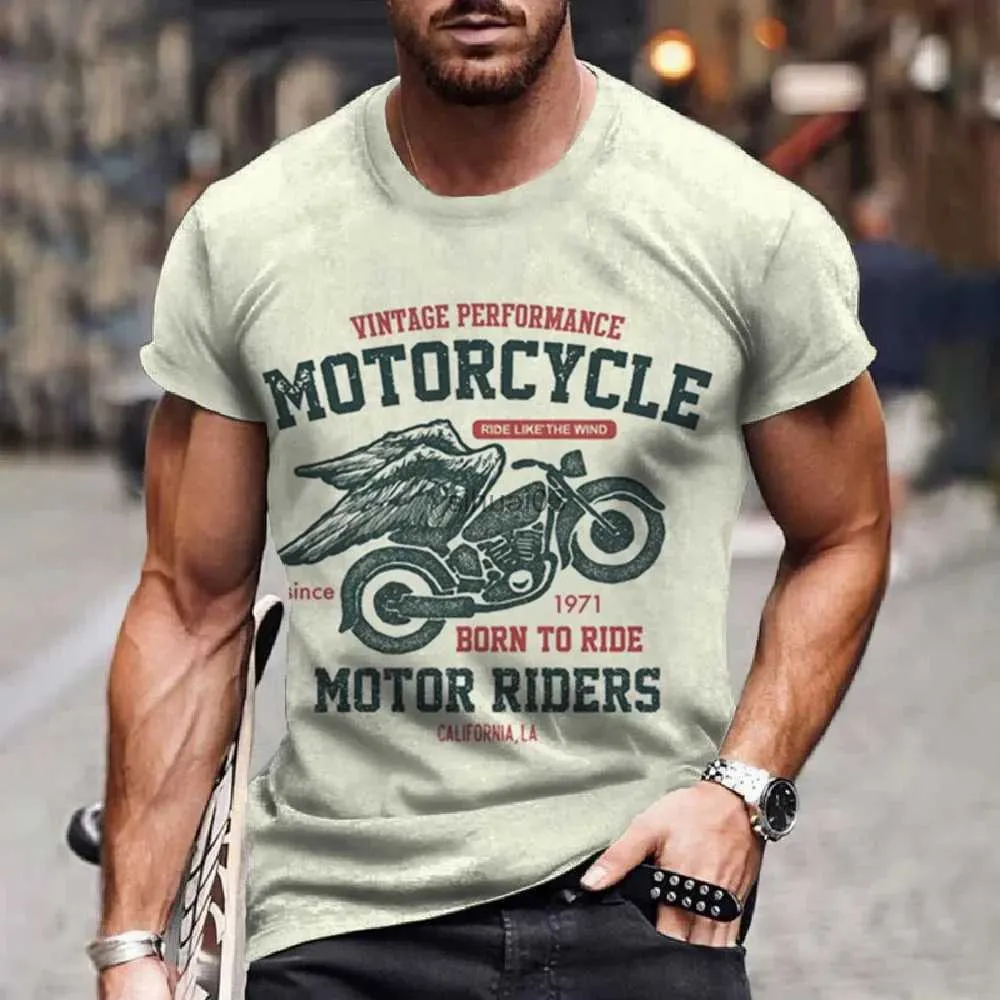 T-shirt da uomo Estate Vintage per uomo T-shirt 3d Retro Moto T-shirt oversize Abbigliamento uomo T-shirt da corsa per motociclisti T-shirt da motore maschile Tee Top