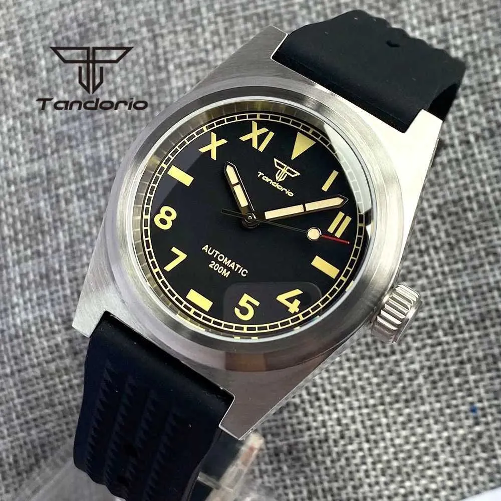 Other Watches Tandorio 38mm NH35A 20Bar Automatic Dive Watch for Men Brushed Case Sapphire Glass Luminous California Dial Leather/Rubber Strap J240131