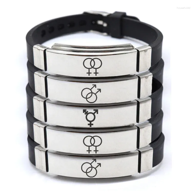 Link Armbanden LGBT Gay Pride Silicon Roestvrij Stalen Armband Jongen Meisje Symbool Vrouwen Vriendschap Man Sieraden 2024