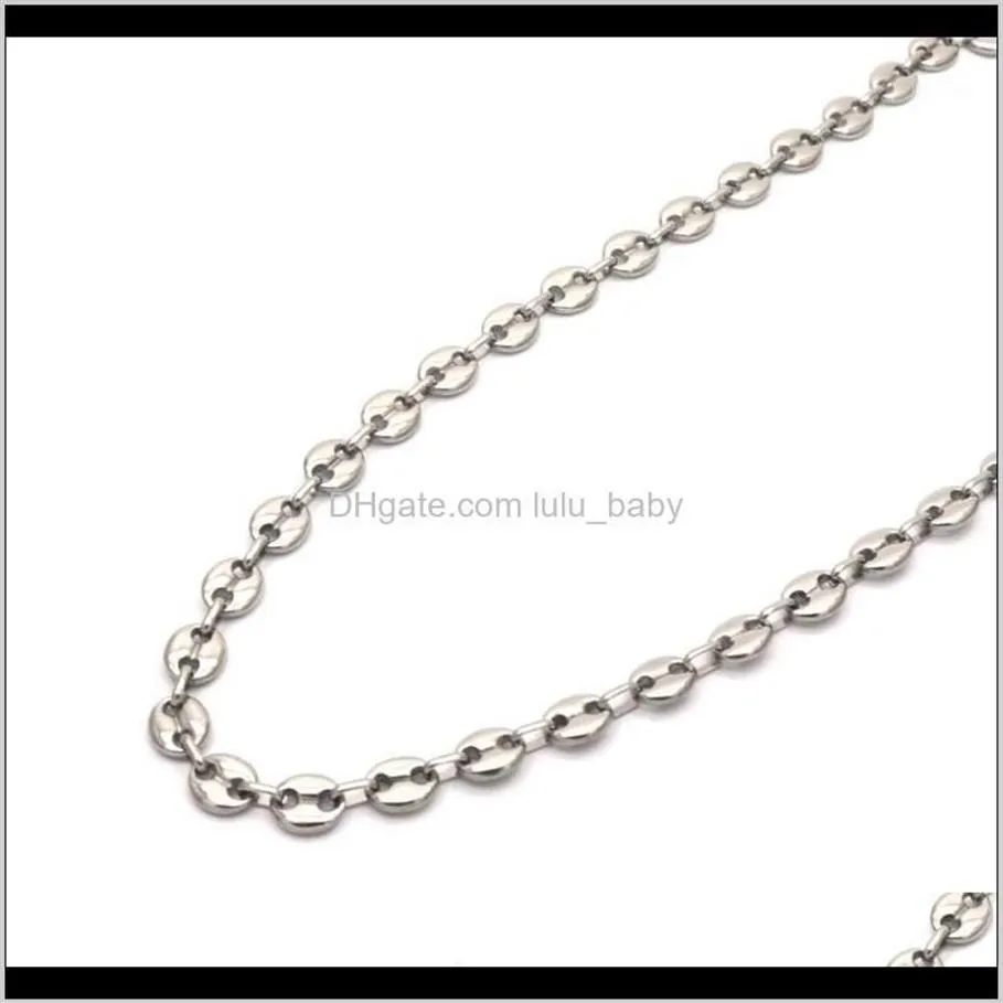 Cadenas Collares Colgantes Joyeríamujer y Hombre Collar entero de acero inoxidable Color Sier Grano de café Joyería de moda N042278v