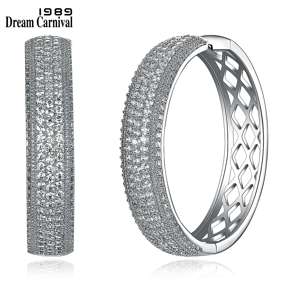 Ohrringe Dreamcarnival1989 Fashion Hoop Ohrringe Rhodium Farbe Kubikzirkonia Frauen Luxus Hochzeitstag Party Schmuck SE23883WR