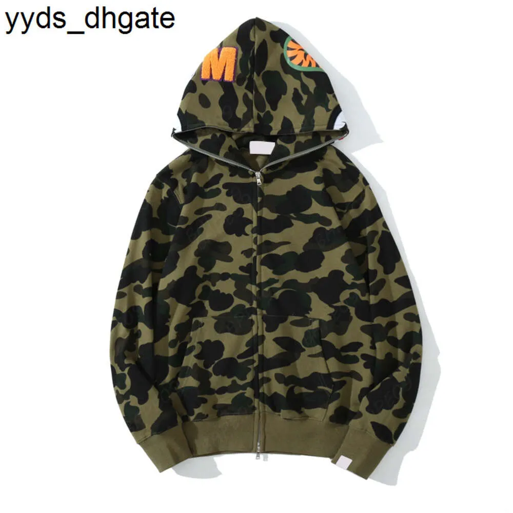 Bapesta Designer Zip Up Shark camouflage hoodie for Men and Women Black Camouflage Jacket with Blue Hoody 654 UJCD