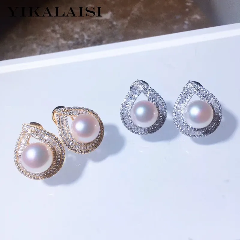 Oorbellen yikalaisi 925 sterling zilveren sieraden parel oorbellen 2020 fijne natuurlijke parel sieraden 1011 mm oorbellen voor vrouwen groothandel