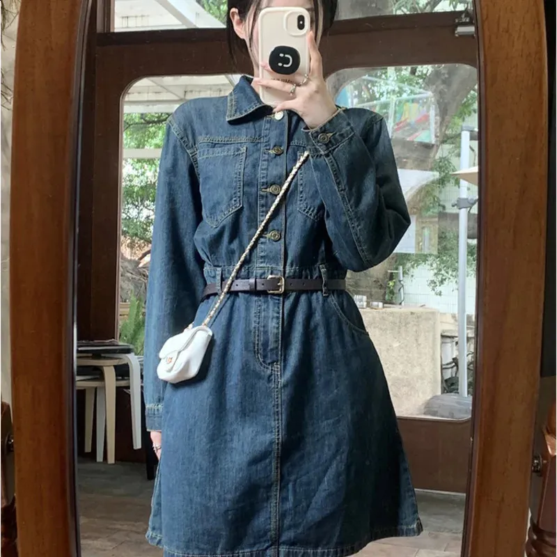 Ladies denim dress floor-length chiffon synthetic fiber single-breasted  closure short sleeve autumn 2024 from Dhgate Basic & Casual Dresses - price  93.6