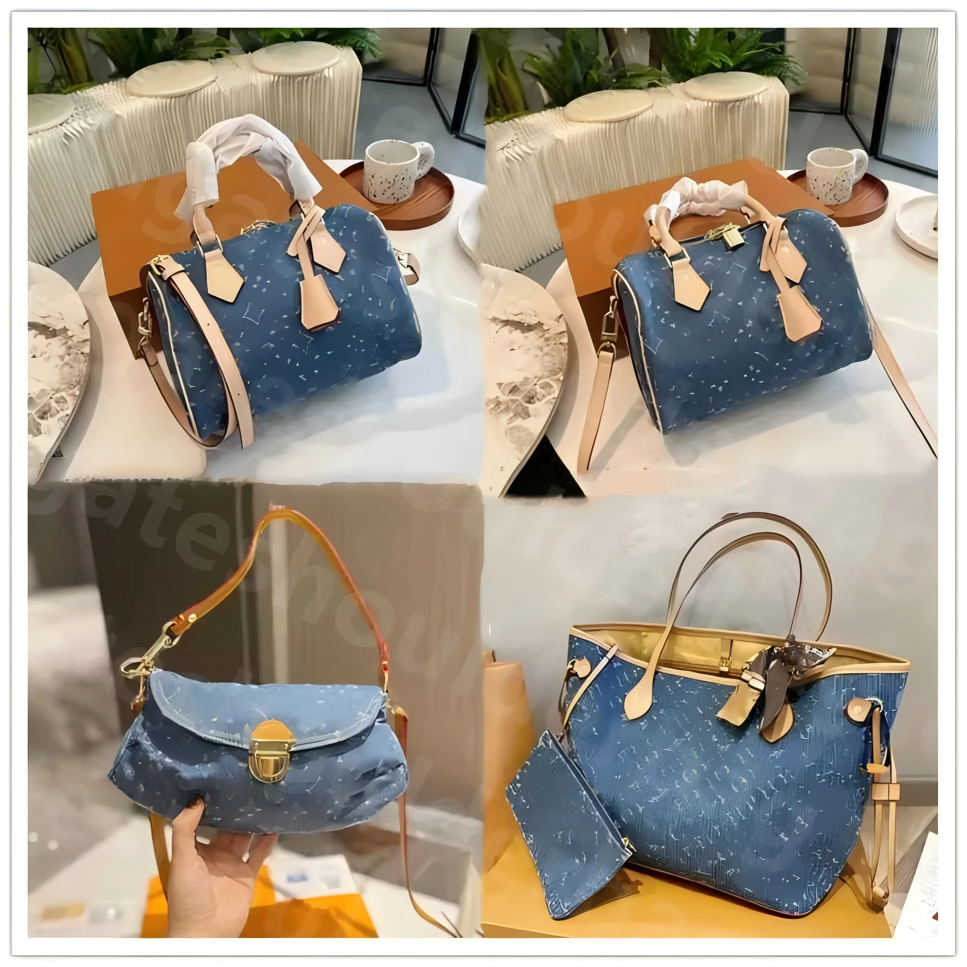 Summer Mini Denim & Leather Crossbody Tote Handbag for Women