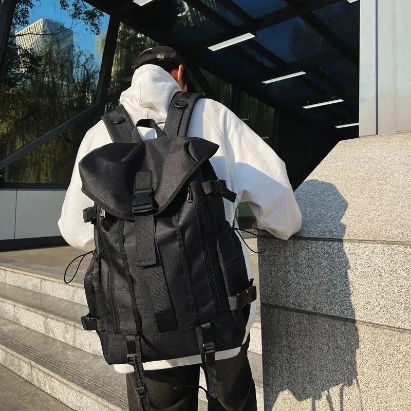 Nylon Backpack for Men Women Korean Streetwear Fashion School Bags Casual Travel Rucksack Vintage College Student Backpack