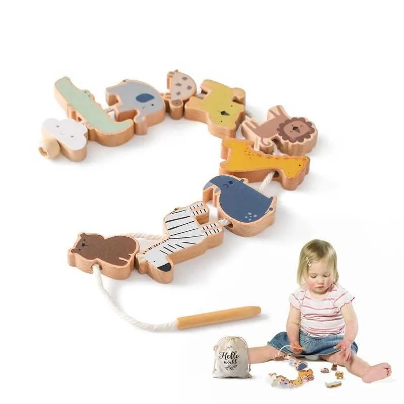 DHgate Wooden Threading Toys Montessori Blocks for Hand Eye Coordination Early Learning Toys Gifts