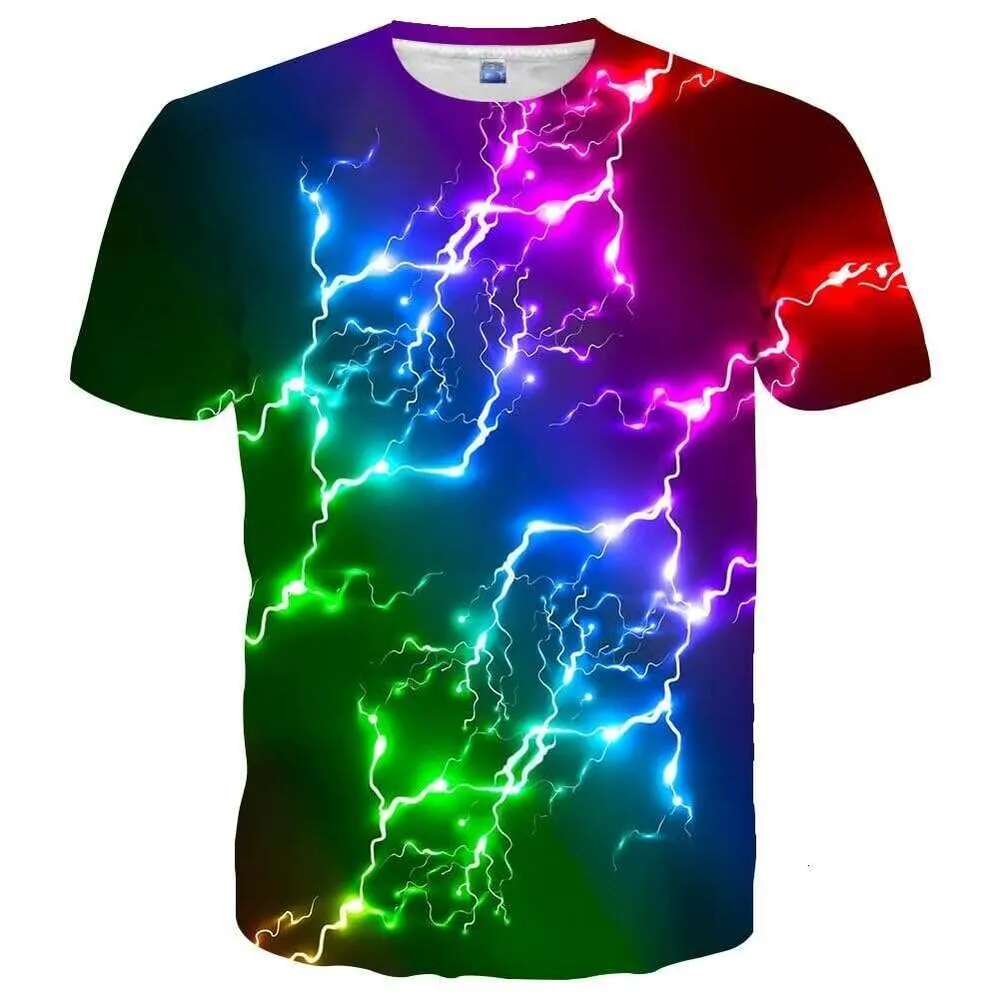 Asylvain Kids Rainbow Lightning T-Shirt – 3D Graphic Cool Design, Short Sleeve, Size 6-8 Years - View #6