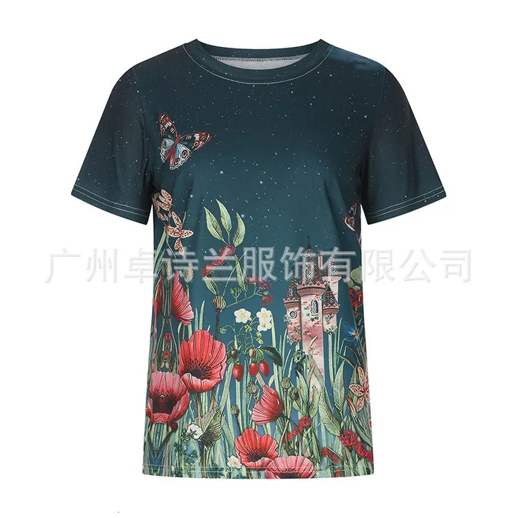トップス Y's FLOWER PRINT ROUND NECK T 51wrQgSwirL.