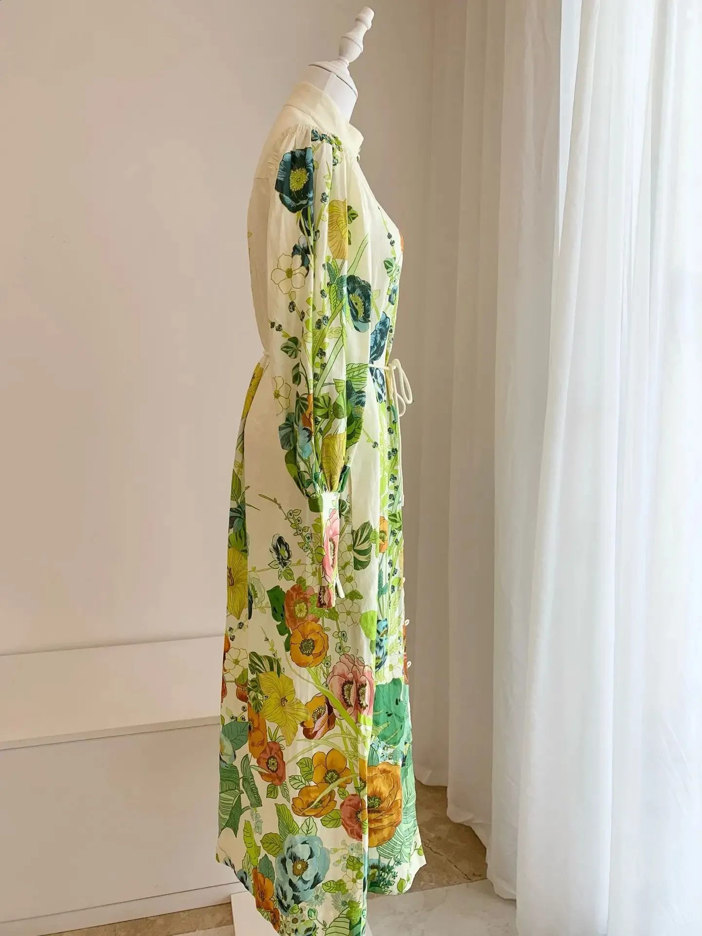 sachin and babi light blue dress Long-sleeve Chiffon Midi Dress In Watercolor Floral For Women main image 1