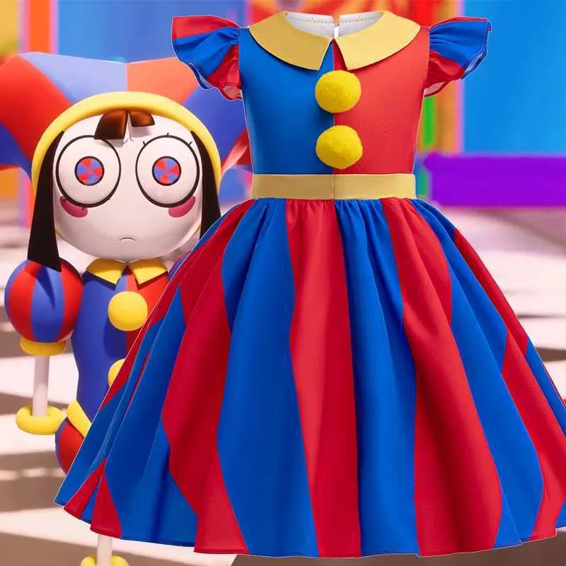 Digital Joker Pomni Cosplay Dress for Girls 3-10 Years Turn-down Collar  Summer Party Birthday Outfit from Dhgate Christening dresses - price 12.11