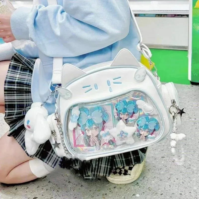 Y2K Harajuku Kawaii Cat Ita Bag: Cute PU Shoulder Bag With