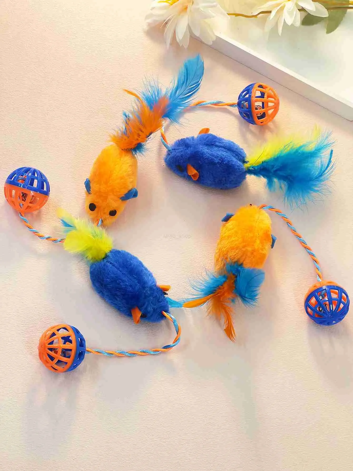 afp interactive cat toy x PawsPik® Feather Frenzy 4-Function Interactive Cat Toy with Catnip Balls,  White