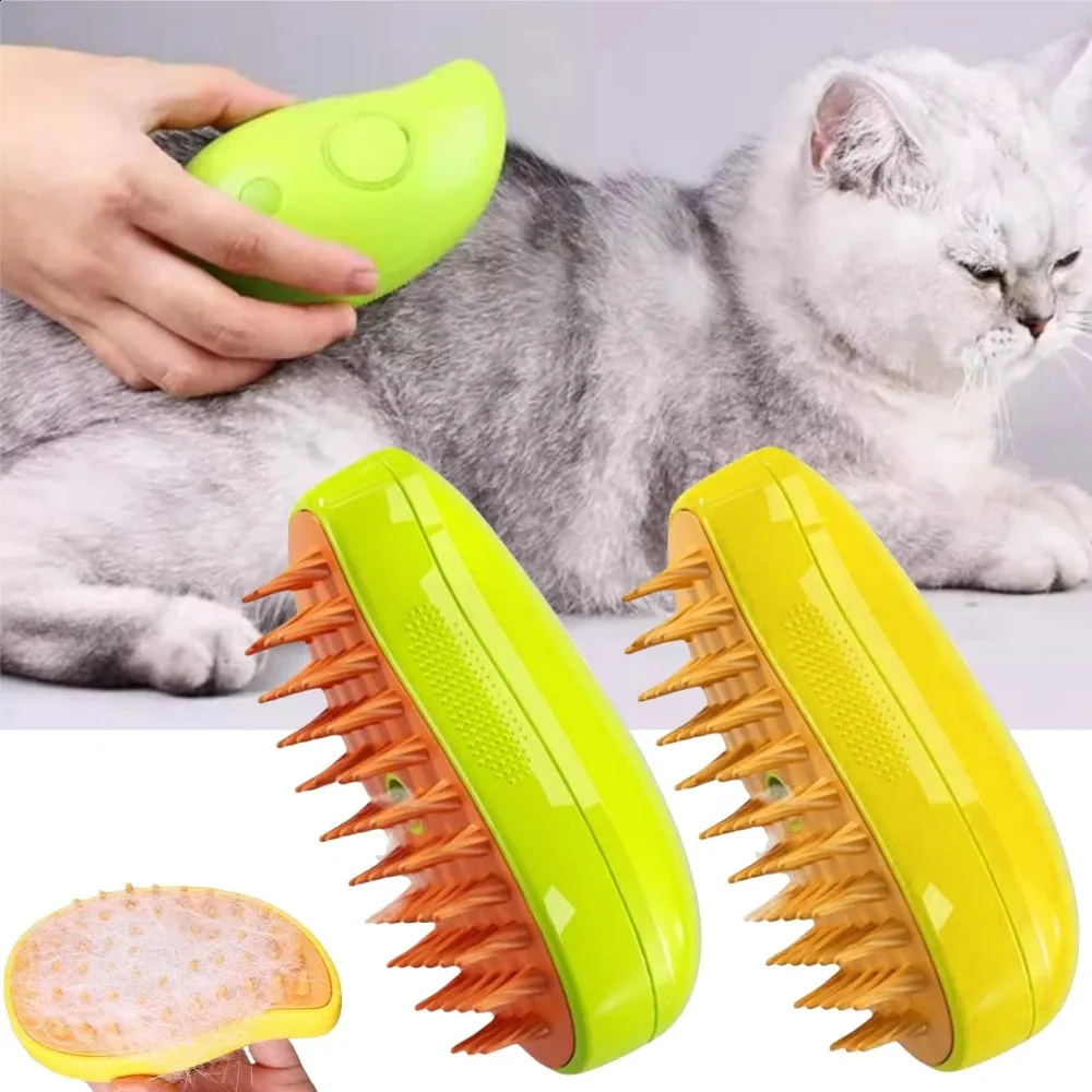 Pet Hair Remover 3-in-1 Cat Brush With Steamer Shedding Bath