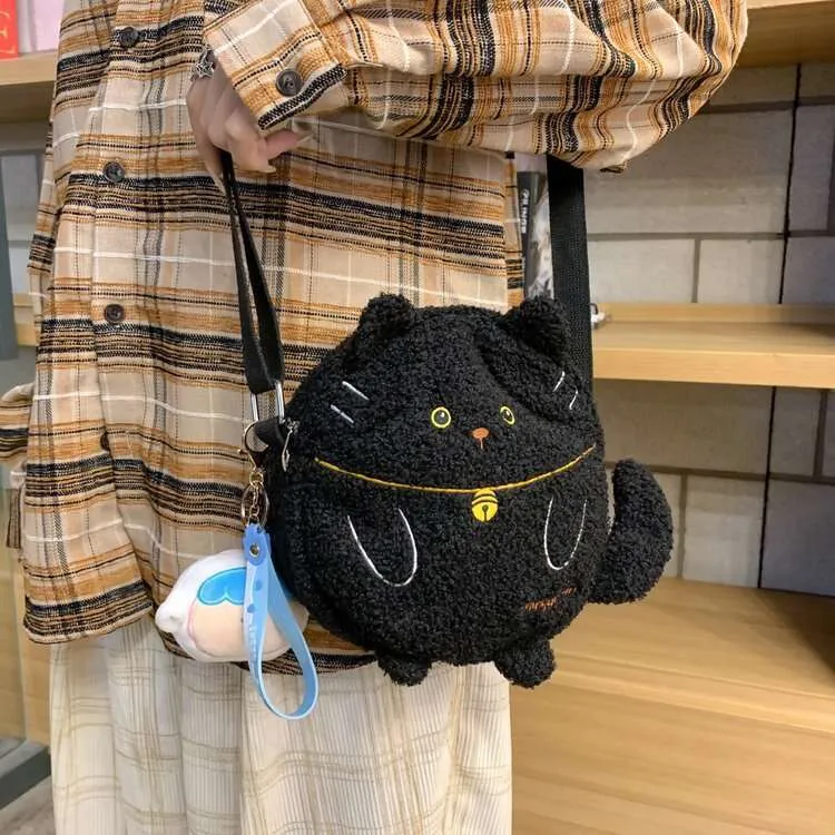 DHgate Kawaii Lucky Cat Plush Crossbody Bags for Women Cute Stylish Japanese Purses for School Girls and Women Bags Luggage Accessories