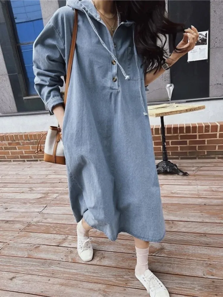 white christmas dresses Teela Denim Hoodie Dress main image 1