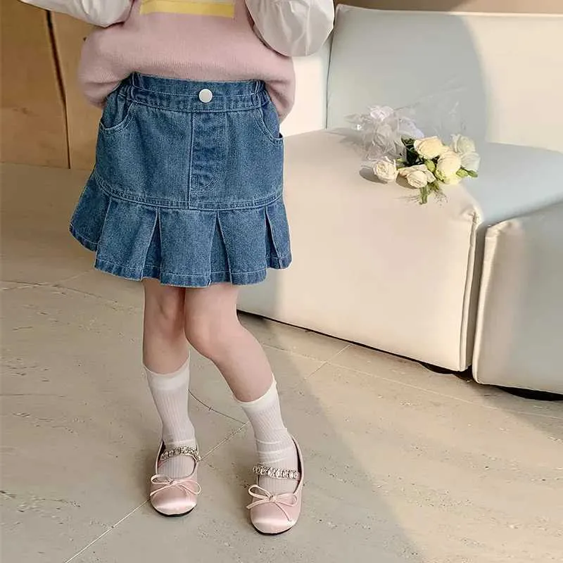 2024 Spring Korean Style Sweet Denim denim skirt for Girls