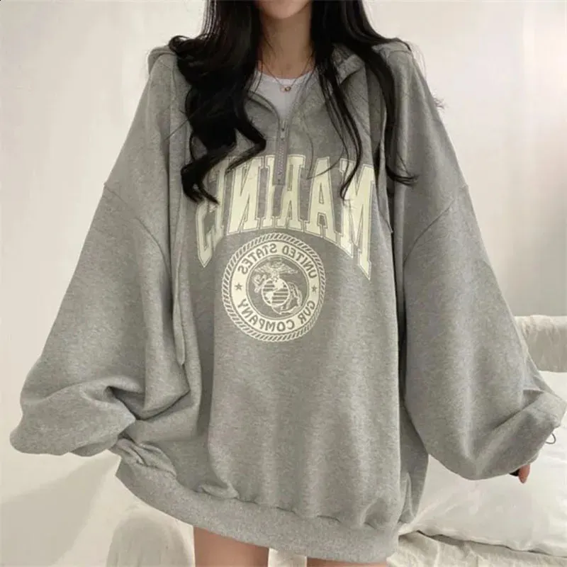 Korean Harajuku Zip Up comfort hoodie with Letter Print
