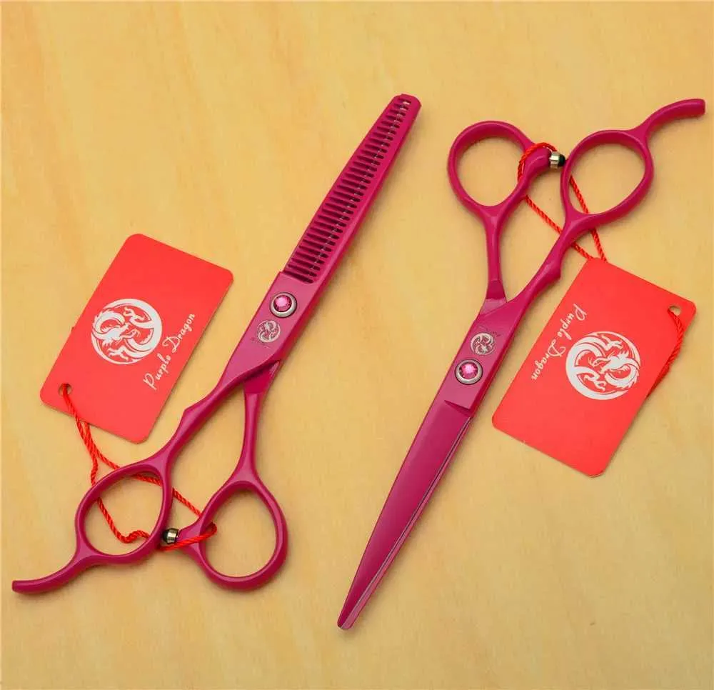 Pink Violet Scissors Left Handed Hair Scissors Set - 6.0 Purple Dragon, 440C Steel, Pink ...