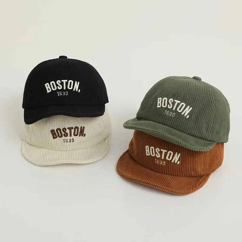 Solid Color Letter Baby Baseball Cap Winter Warm Coral Childrens