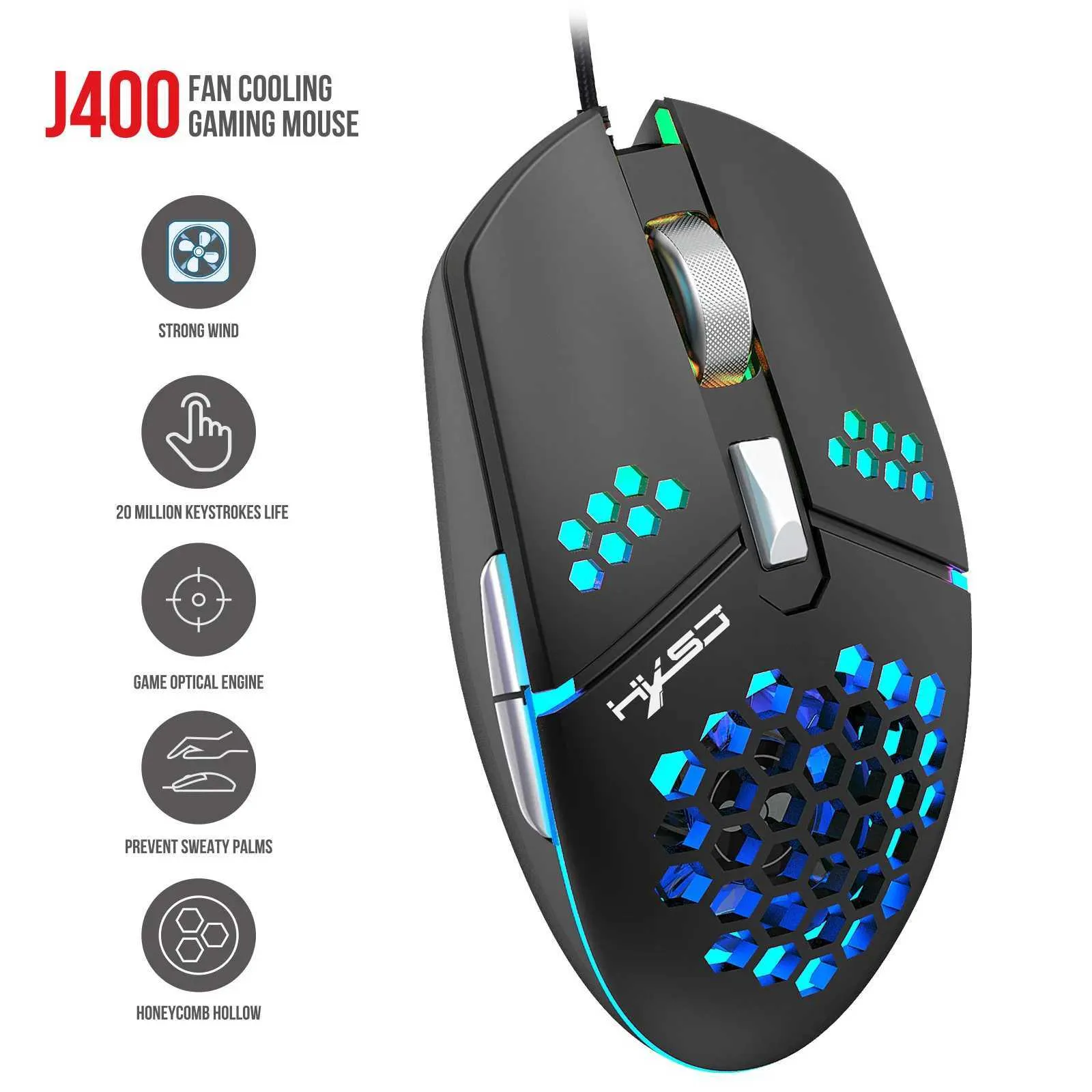 HXSJ Programmable Gaming Mouse: Honeycomb Design, Wired, 8000 DPI ...