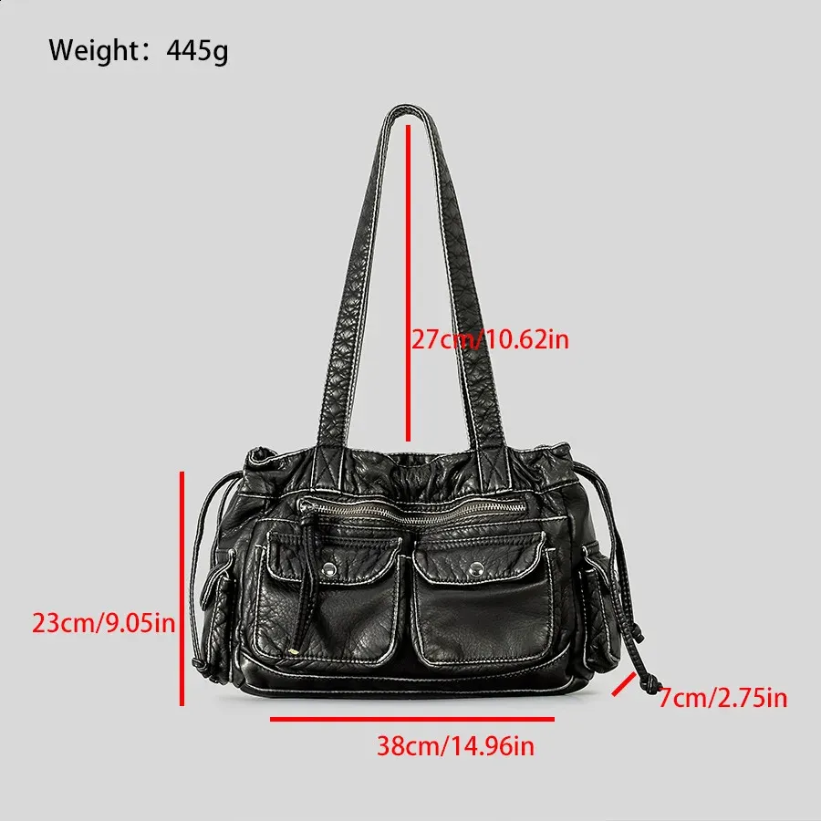 Retro Purses: Y2K Motorcycle Tote Bag with Multiple Pockets