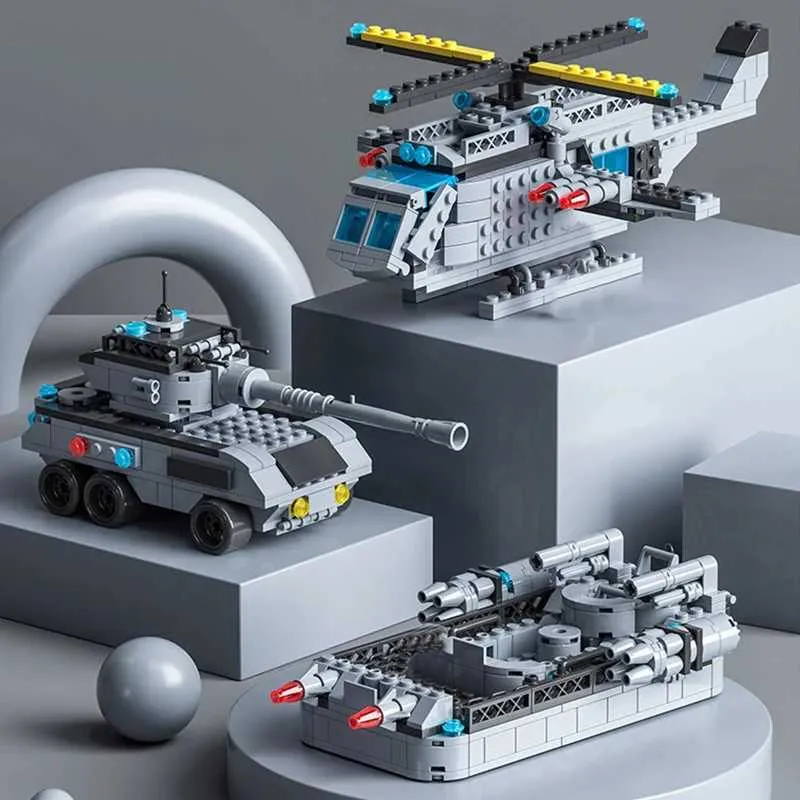 6 In 1 Military Navy Aircraft Carrier Building Blocks Set With ...