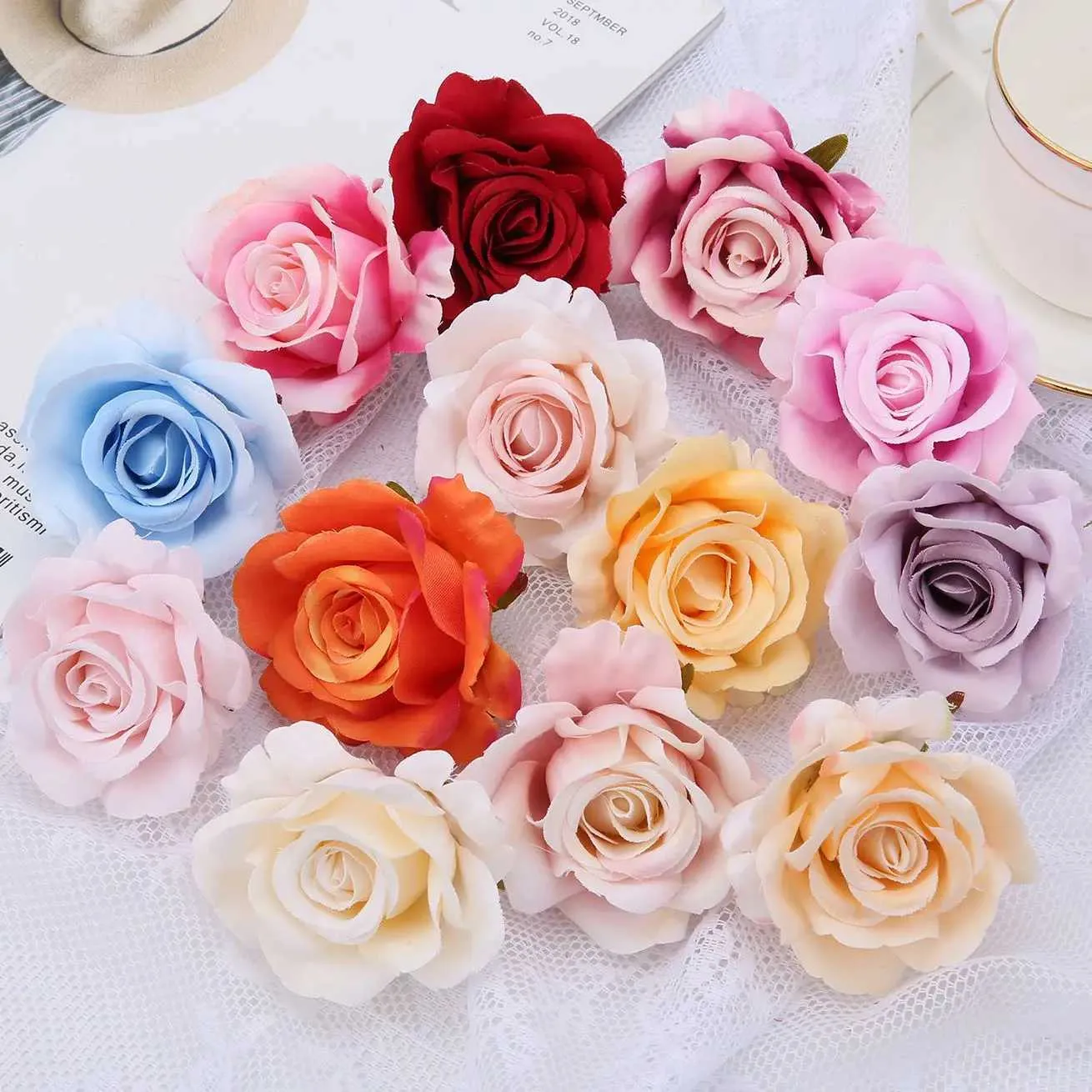 Silk Rose Flower Heads 3/5/ - DIY Wedding Decor, Scrapbooking Supplies ...