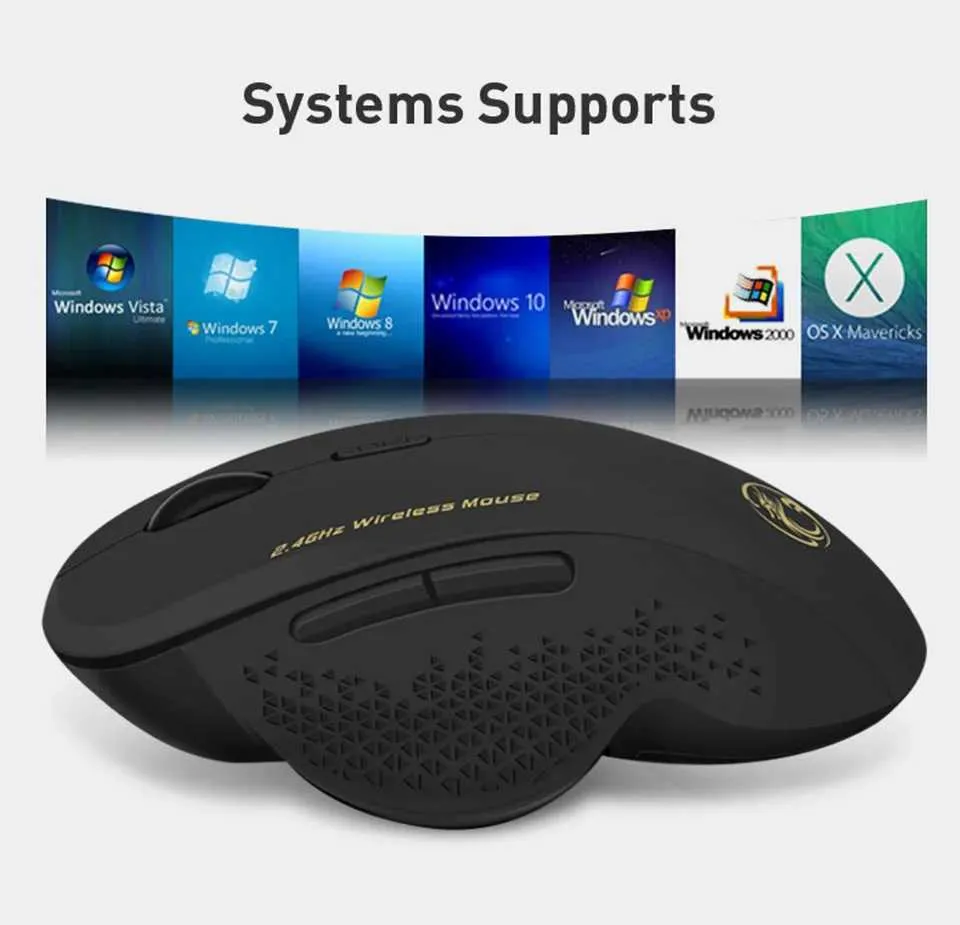Ergonomic 2.4G Wireless Mouse, 1600 DPI USB Optical Gaming Computer ...