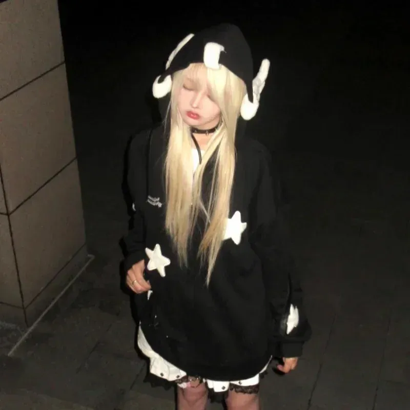 DHgate.com:Deeptown Starry Angel Kawaii Hoodie: Soft Pink