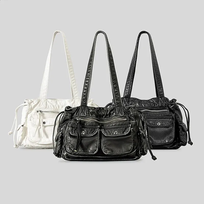 Retro Purses: Y2K Motorcycle Tote Bag with Multiple Pockets