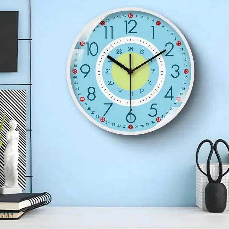 Colorful Kids Wall Clock - 10 Inch Silent Non-Ticking Clock for Bedroom ...
