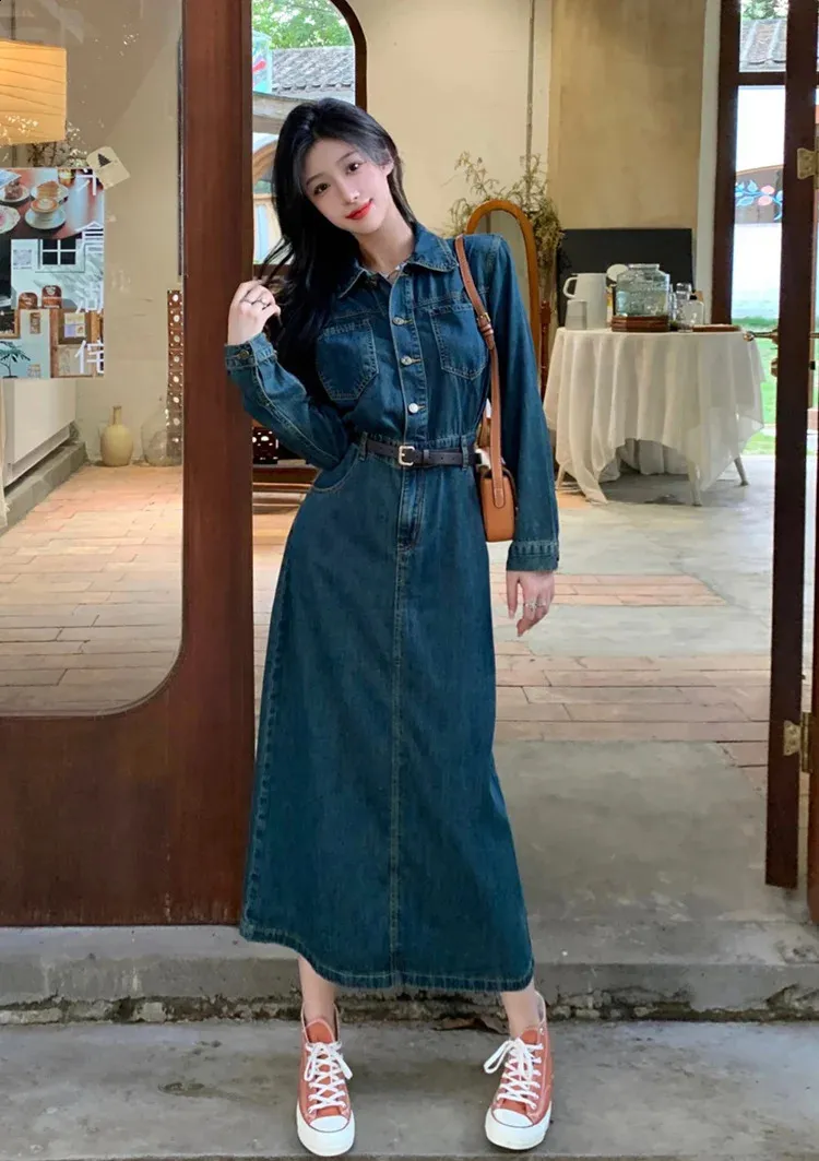 Ladies denim dress floor-length chiffon synthetic fiber single-breasted  closure short sleeve autumn 2024 from Dhgate Basic & Casual Dresses - price  93.6