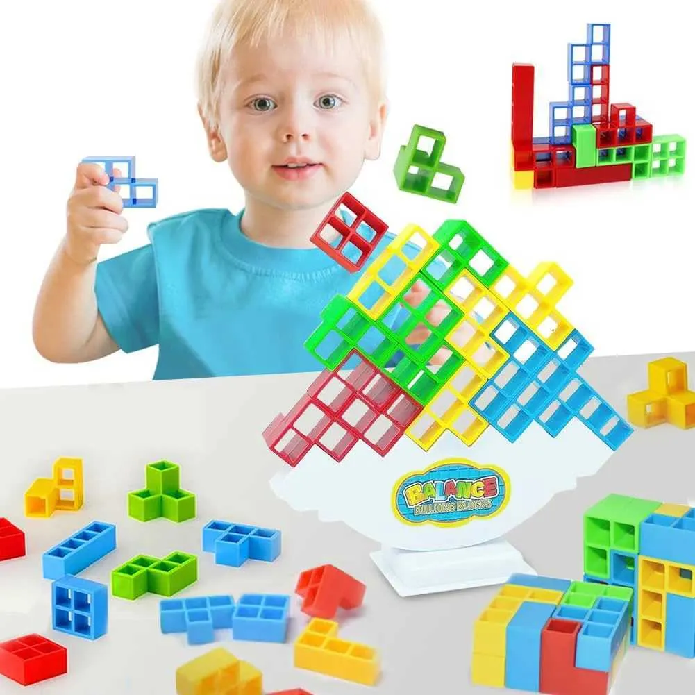 WeeKids Tetra Tower Balance Blocks – 48 Stück, Tetris-ähnliches Stapelspiel Für Kinder Ab 3+