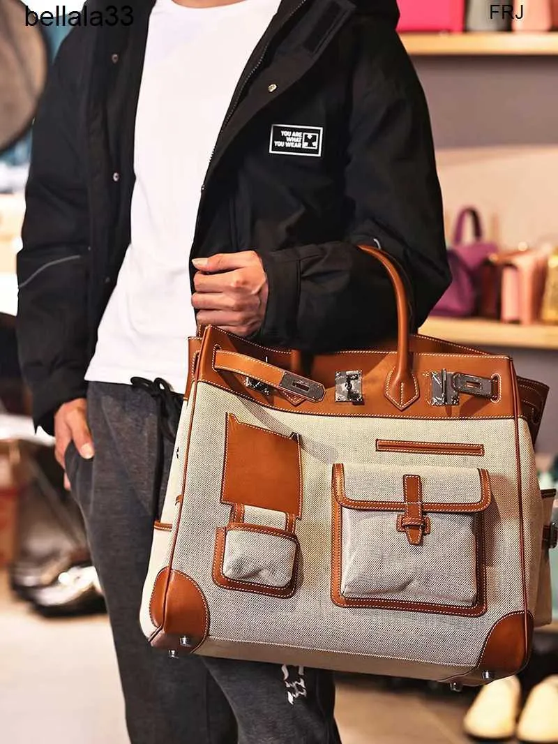 Large Leather Tote Bag for Men - 40cm Designer Travel Handbag