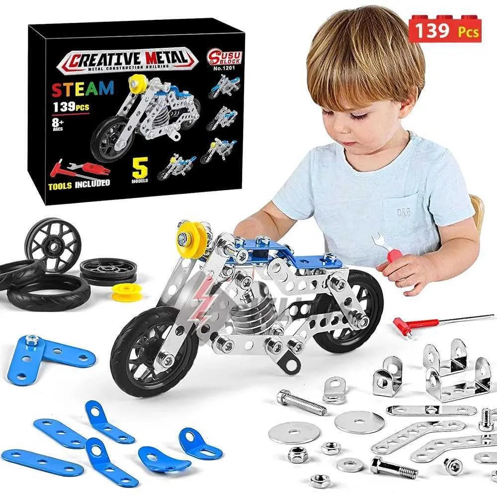 Metal Motorcycle Building Set For Kids Erector Set Style