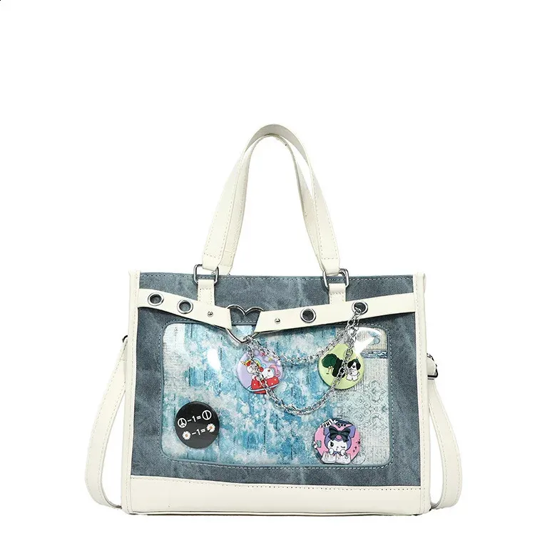 Cute Y2K Ita Spicy Girl Punk Style Transparent One Shoulder Crossbody Bag Japanese Anime Peripheral Handbag 240801