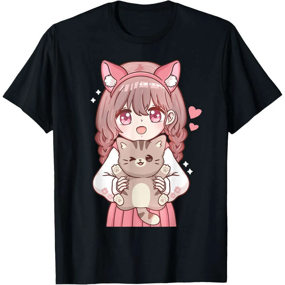 【ITZAVIBE】25ss CAT GIRL T SHIRT Kawaii Cat Lover Otaku shirt with t shirt - 25SS Anime Tee