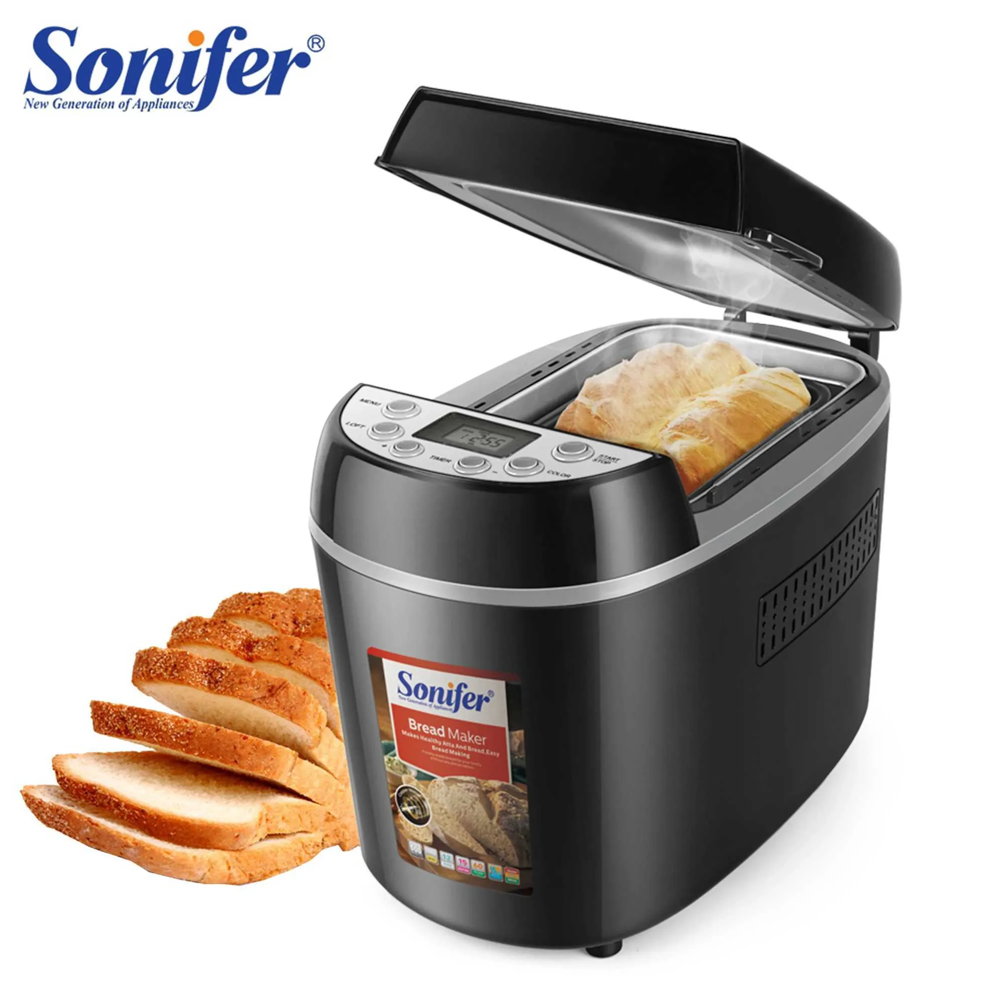 Automatic Bread Maker 1.3kg - 870W Programmable Bread Machine with LCD ...