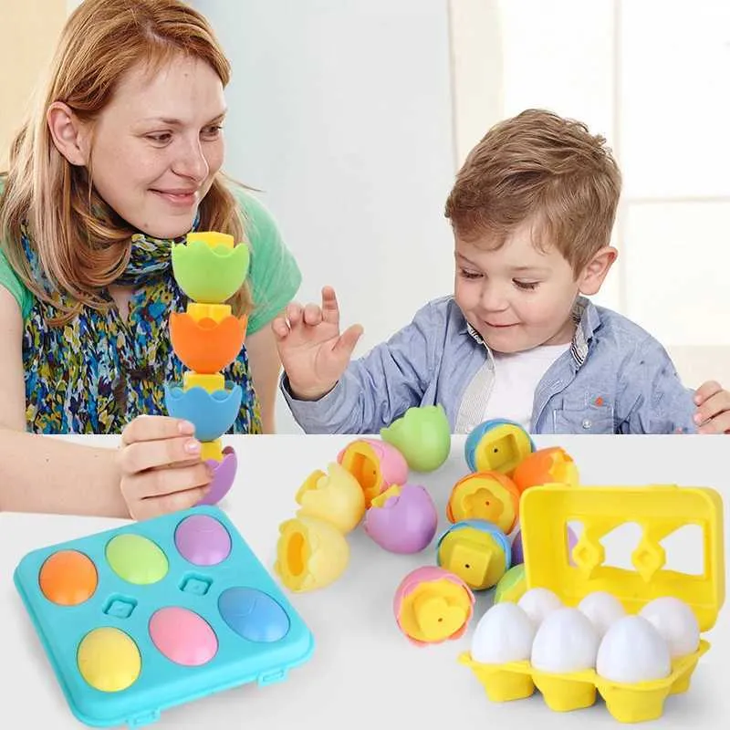 3D Wooden Montessori Puzzle: Color Matching Shape Sorting Eggs  Educational Learning Toy