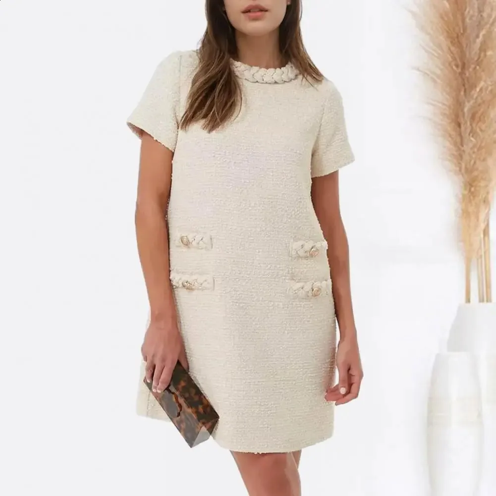 fitted lace wedding dress Eliza Linen Mini Dress in White main image 1