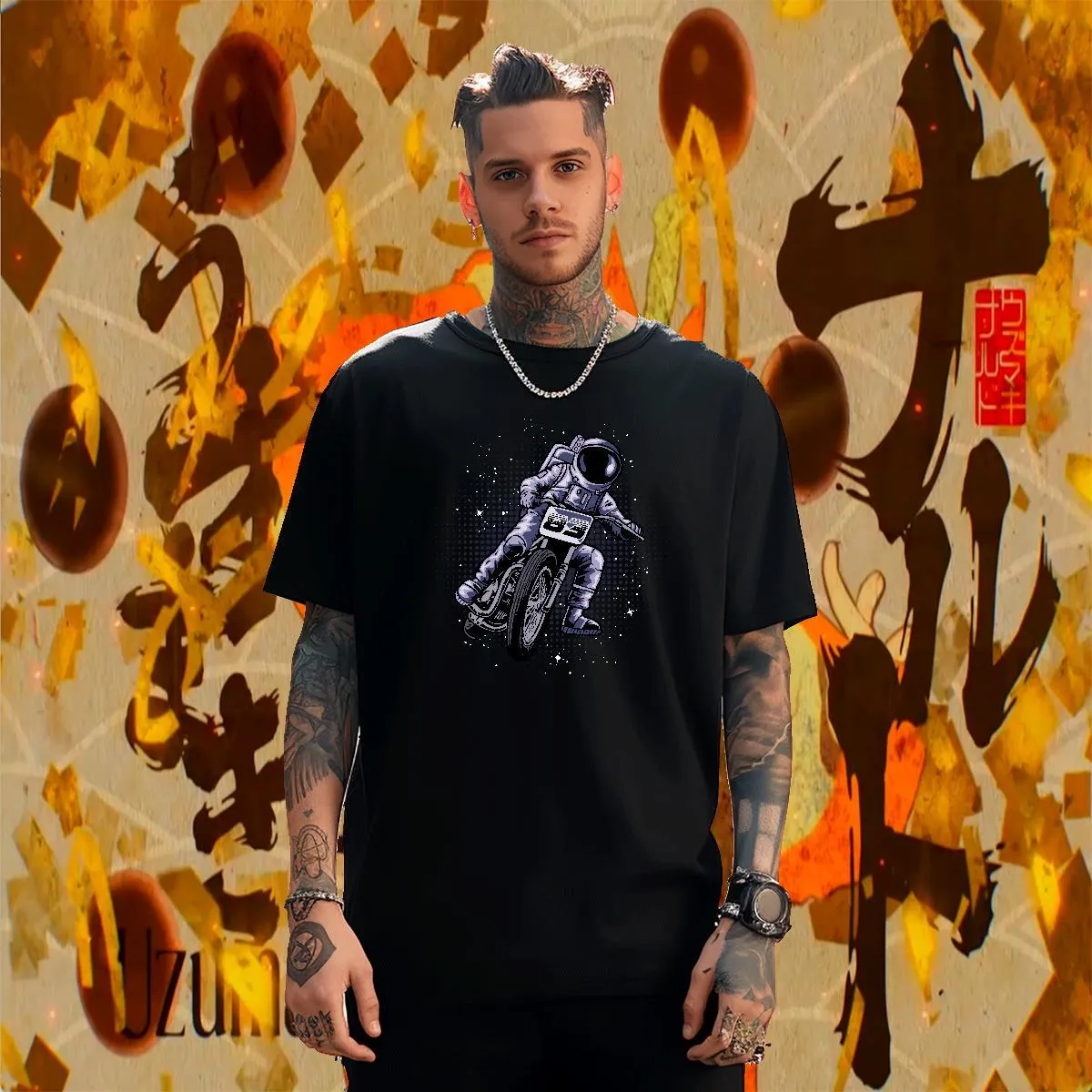 Mensificación De La Camiseta De La NASA Camiseta De Cuello De La