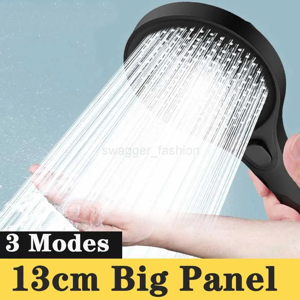 Large 13cm High Pressure Rainwater Shower Head - 3 Modes, Water Saving ...