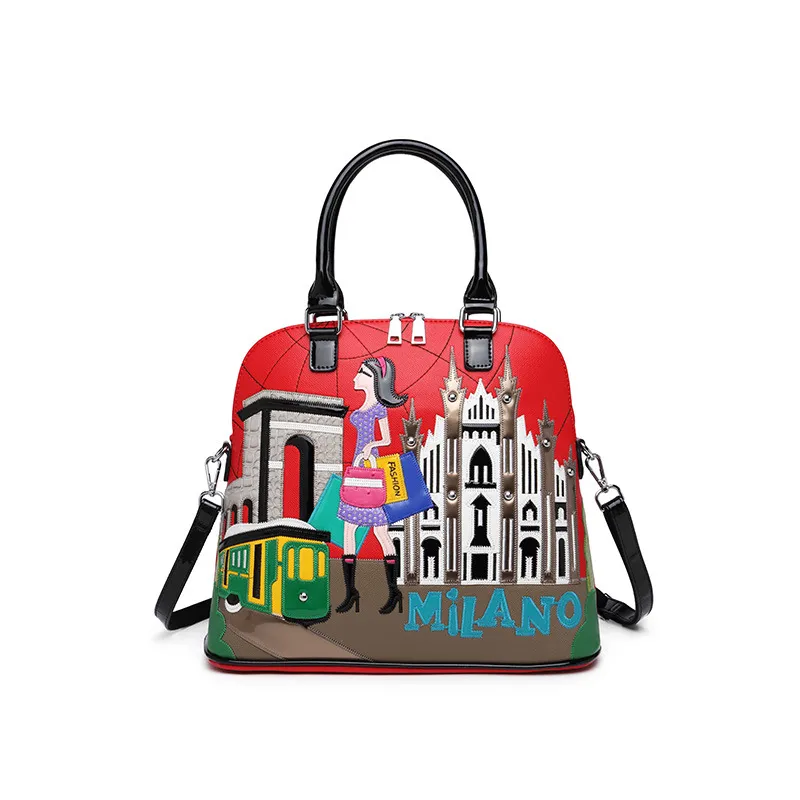 Leather Patchwork Embroidery Backpack For Women ... From  display picture 2