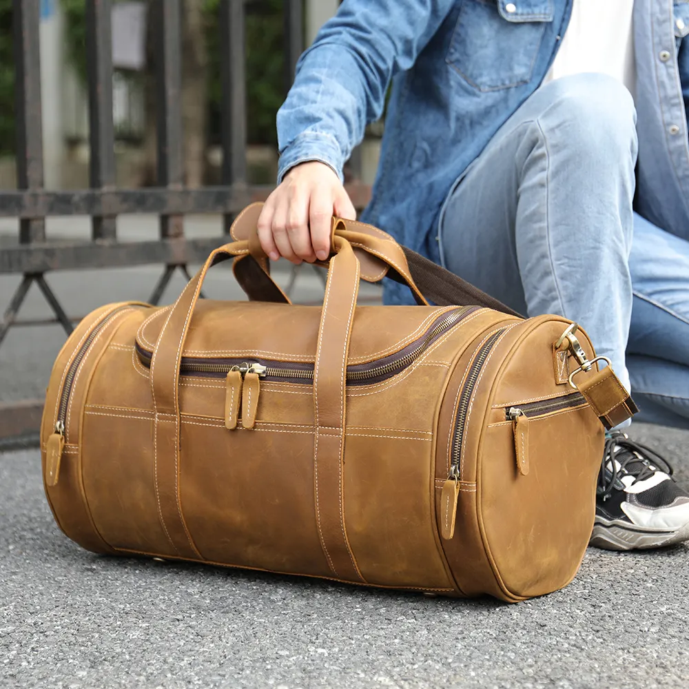 Full grain leather travel bag sales
