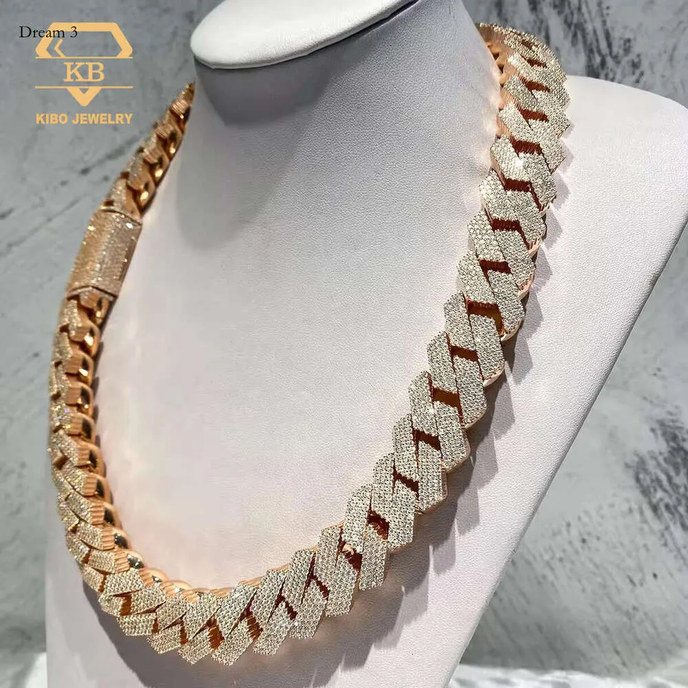 Thick 700gram 20mm Sterling Sier Rose Gold VVS Moissanite Diamond Hip Hop Cuban Link Chain For Men