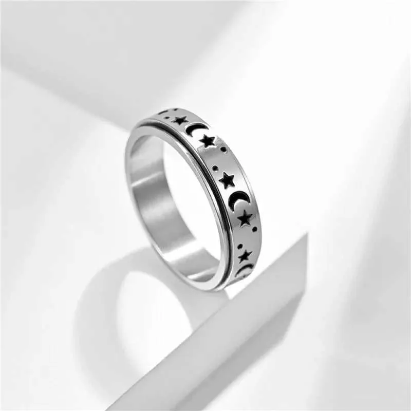 Moon Star Sun Fidget Rings - Stainless Steel Anxiety Ring for Women ...