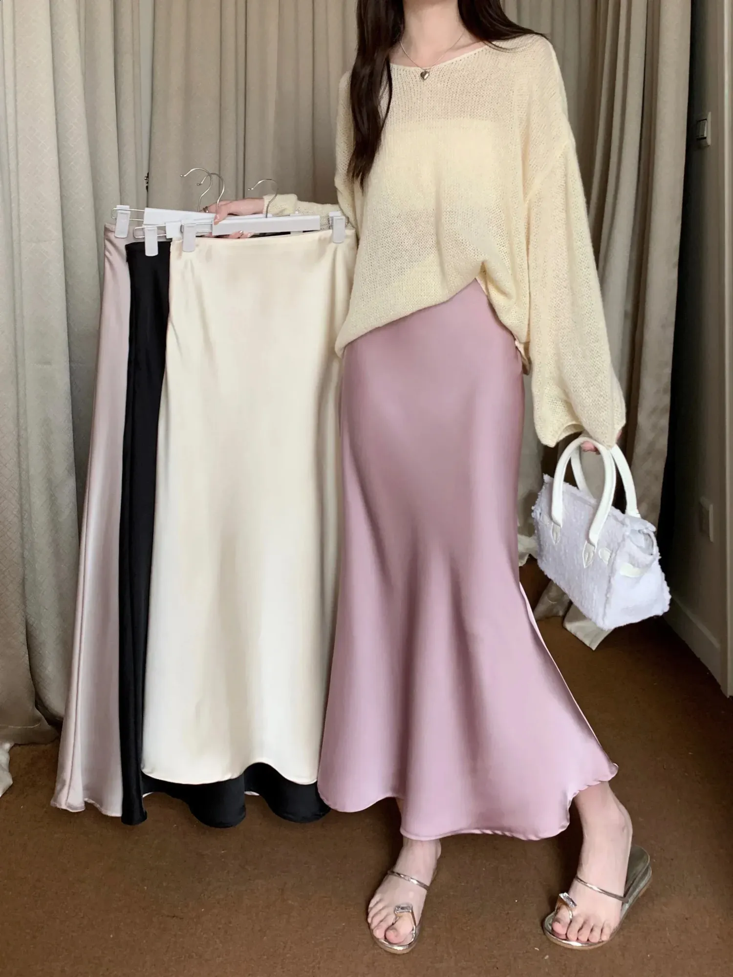 SALON DE YOHN☆Retro Satin Skirt_2color★韓国人気★ SALON DE YOHN☆Retro Satin Skirt_2color☆韓国人気☆ ボトムス
