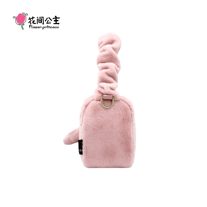 Floral Pink Flower On Black Shoulder Bag For Women - Lightweight Polyester Handbag With Zipper